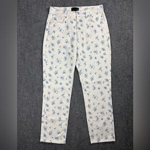 ASOS Design Blue Floral Print Straight Leg Jeans White Cottagecore Women’s US 8